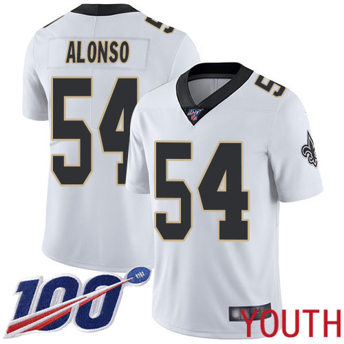 New Orleans Saints Limited White Youth Kiko Alonso Road Jersey NFL Football #54 100th Season Vapor Untouchable Jersey->new orleans saints->NFL Jersey